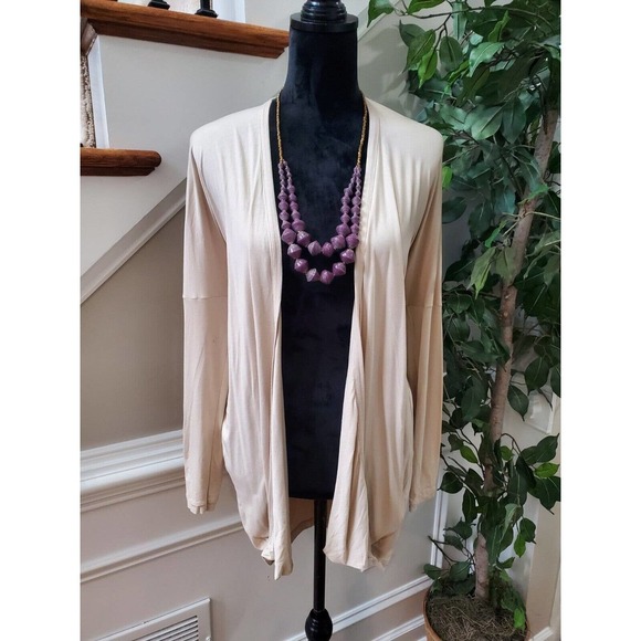 D. Exterior Women's Cream Viscose Long Sleeve Open Front Cardigan Sweater Size S - Picture 10 of 10